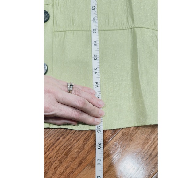 Ali Miles Women's Chartreuse 3/4 Sleeve Artsy Button Up Jacket Top Petite XL NEW - Picture 13 of 13